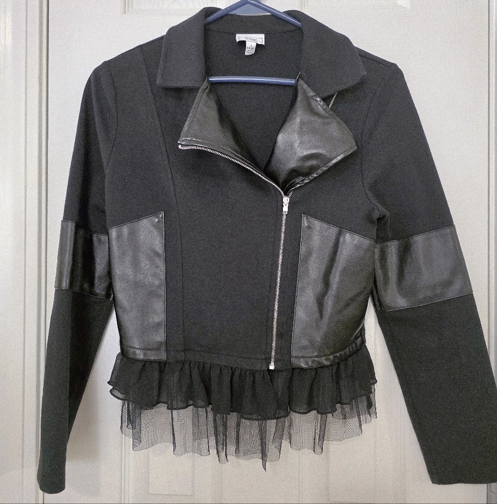 Disney Black Girls Biker Jacket with Faux Leather Details